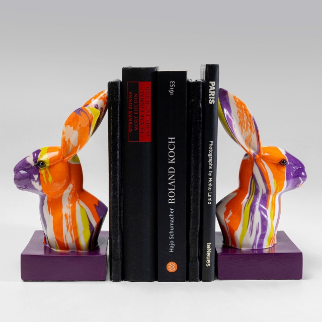 Multi Colour Bookends Sculpture - Rabbit