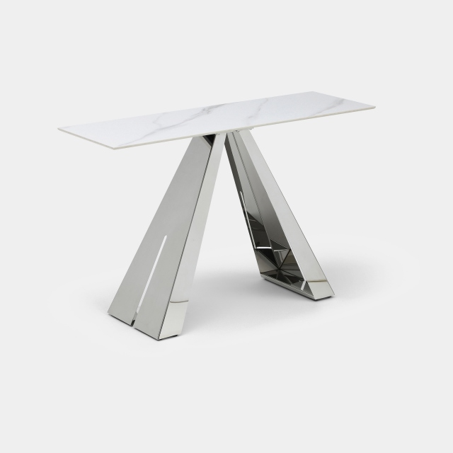 Console Table With Matt White Ceramic Top - Malaga