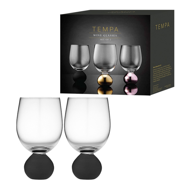 Set of 2 Matte Black Wine Glasses - Astrid