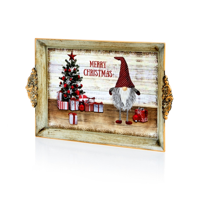 "Merry Christmas" Gonk Rustic Tray