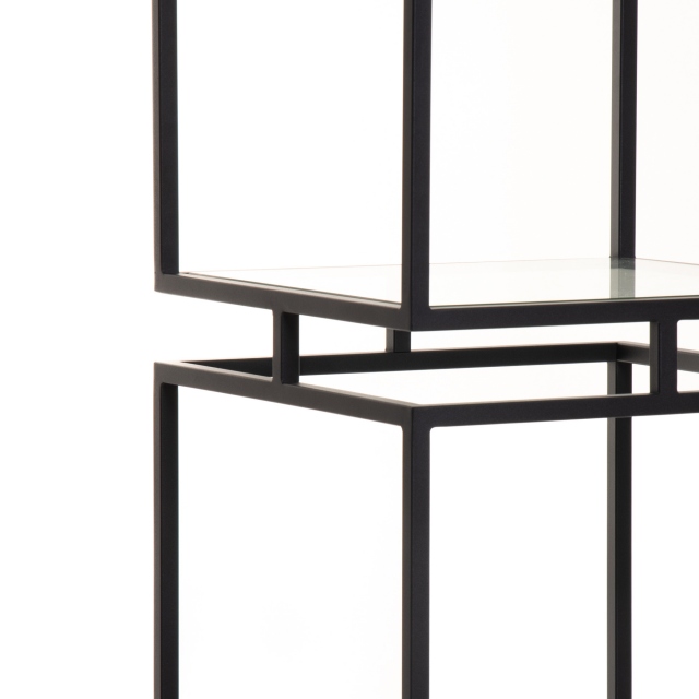 Cube Display Unit With Clear Glass & Black Steel - Padua