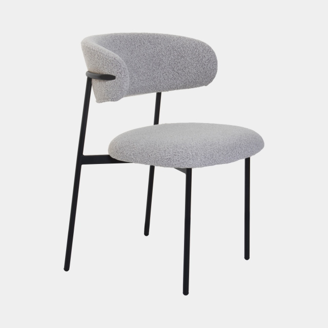 Dining Chair In Grey Fabric With Black Legs - Max
