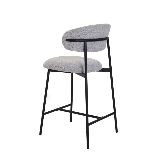 Bar Stool In Grey Fabric With Black Legs - Max