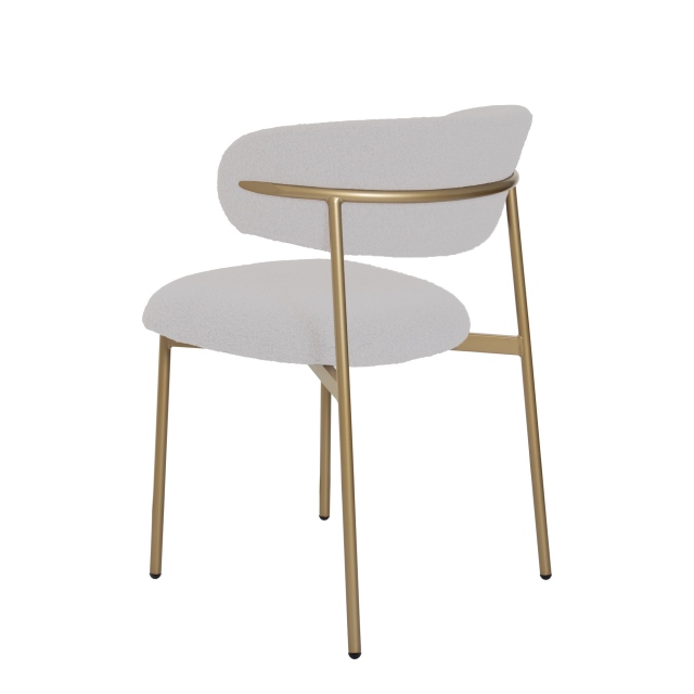 Dining Chair In White Fabric With Gold Legs - Maldives