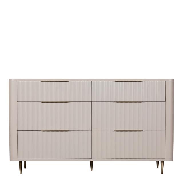 6 Drawer Wide Chest High Gloss Finish - Lille