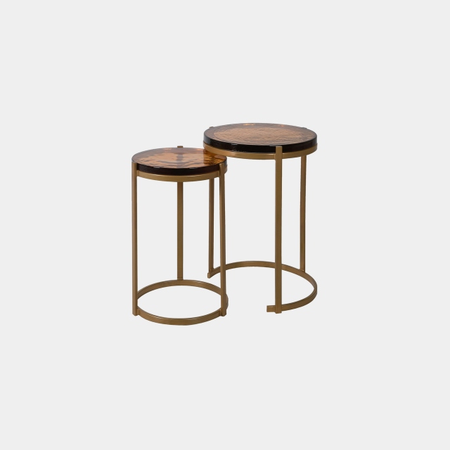 Set Of 2 Amber Glass Tables - Jersey