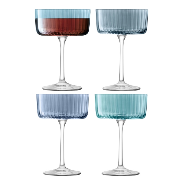 Box of 4 Champagne/Cocktail Glasses - LSA Gems Sapphire