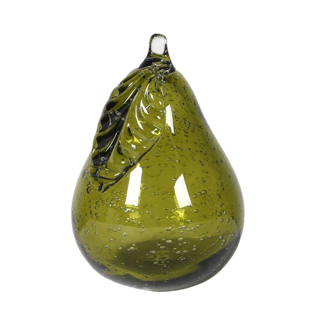 Green Glass Pear Sculpture - Hadlee