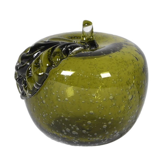Green Glass Apple Sculpture - Hadlee