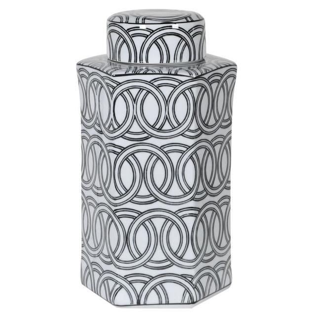 Hexagonal Jar with Rings Motif - Greyson