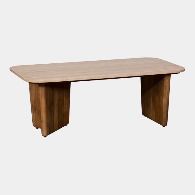 Coffee Table in Mango Wood with Travertine Top - Hickory
