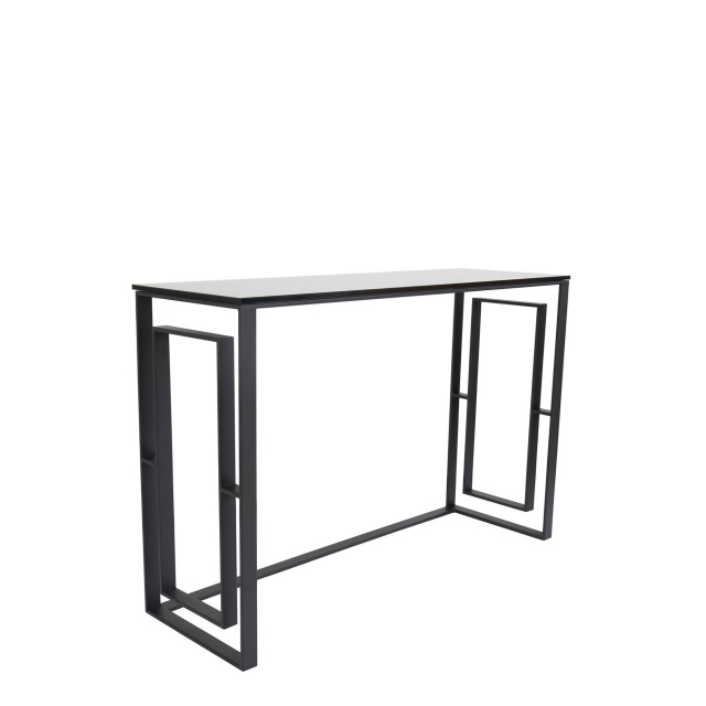 Console Table with Smoked Glass & Black Steel Frame - Athens