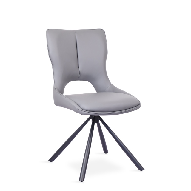Swivel Dining Chair In Dark Grey PU - Grigio