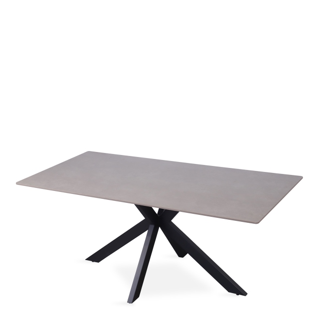 180cm Dining Table Matt Grey Sintered Stone & 6 Swivel Dining Chairs In Dark Grey PU - Grigio