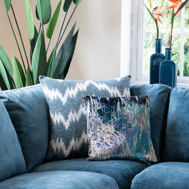 Blue Textured Cushion Medium - Oksana