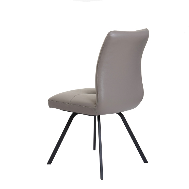 Dining Chair In Leather With Black Metal Legs - Clover