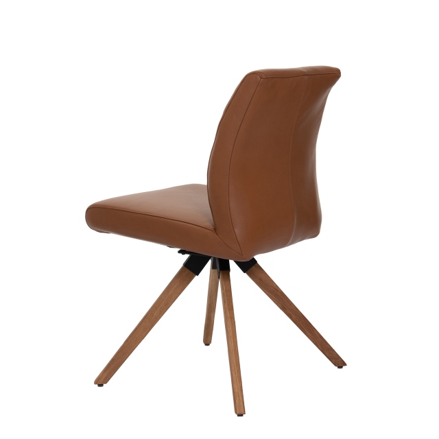 Swivel Dining Chair In Leather - Layla