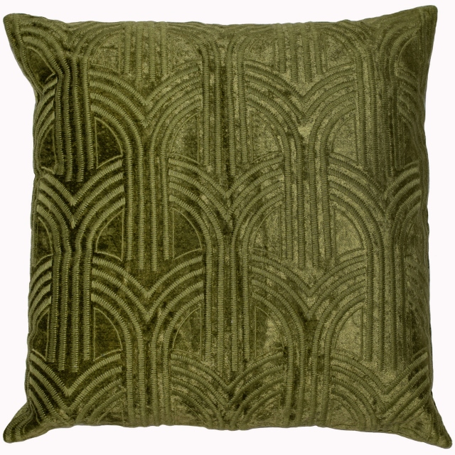 Small Olive Velvet Cushion - Lalique