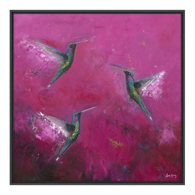 Framed Canvas By Laure Bury - The Joy Of Hummingbirds