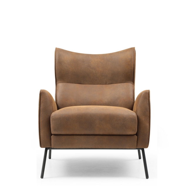 Accent Chair In Leather Effect PU Achilles Brown - Zoe