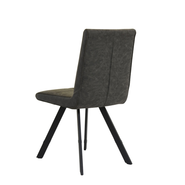 Faux Leather Dining Chair In Dark Grey - Pedro