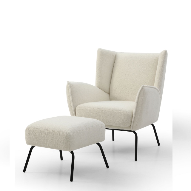 Accent Chair And Footstool In Fabric - Eleanor