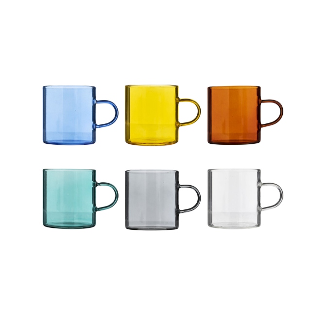 Set of 6 Glass Espresso Cups - Rainbow