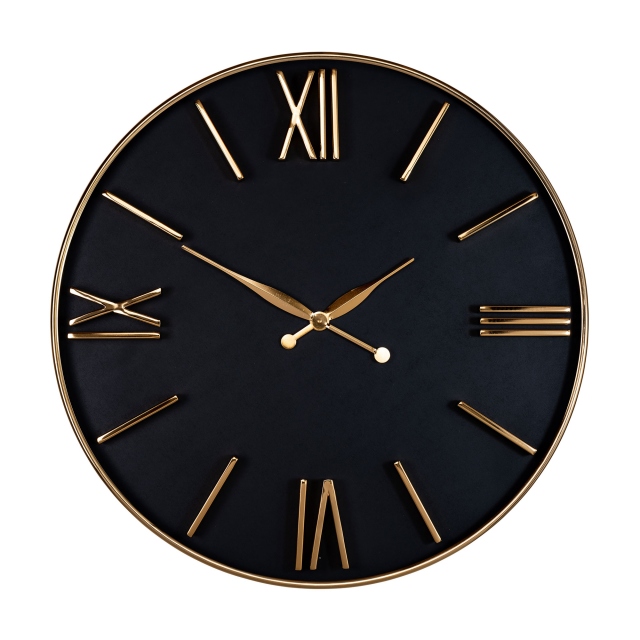 Black & Gold Wall Clock - Romano