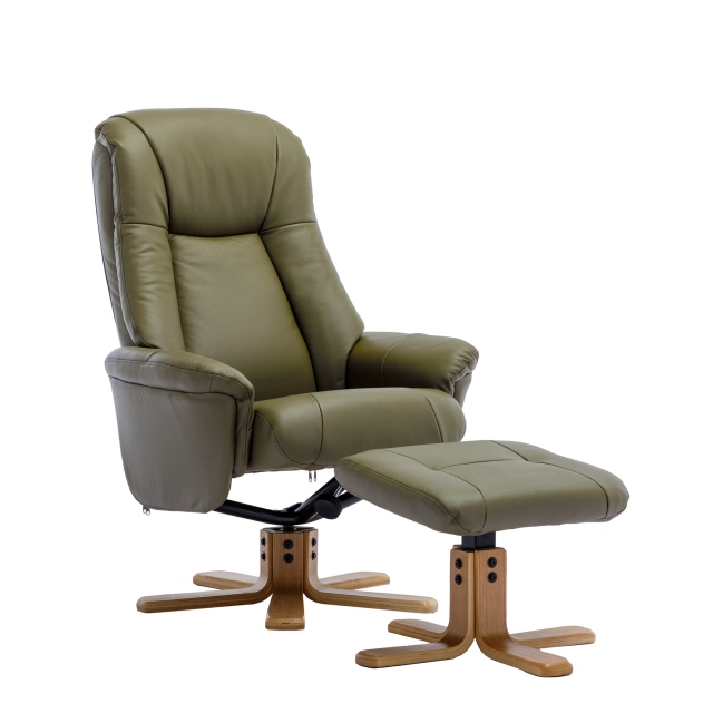 Swivel Chair & Stool In Leather - Sierra