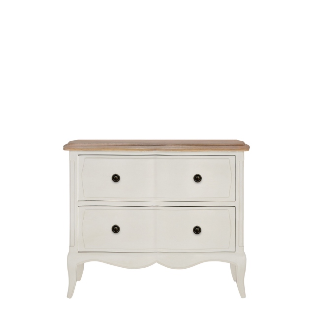 2 Drawer Wide Bedside In White Paint Finish - Genevieve