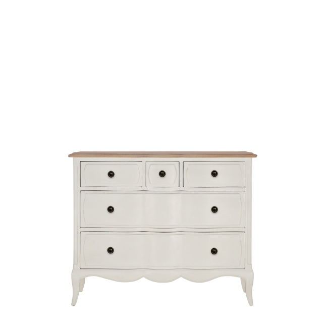 5 Drawer Small Chest In White Paint Finish - Genevieve