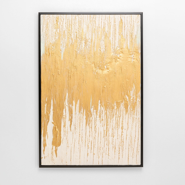 Framed Canvas - Brush of Gold on White
