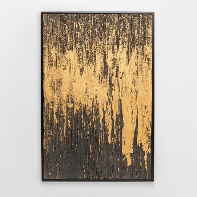 Framed Canvas - Brush of Gold on Black