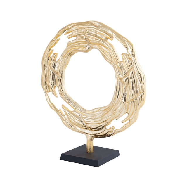 Round Metal Sculpture Gold - Whirl