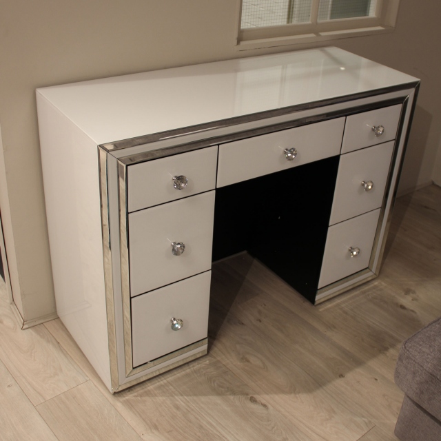 Dressing Table In Clear White & Mirror Finish - Item as Pictured - Madison