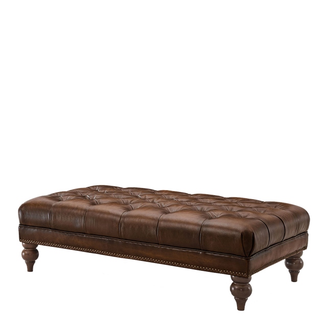Rectangular Footstool In Leather - Churchill