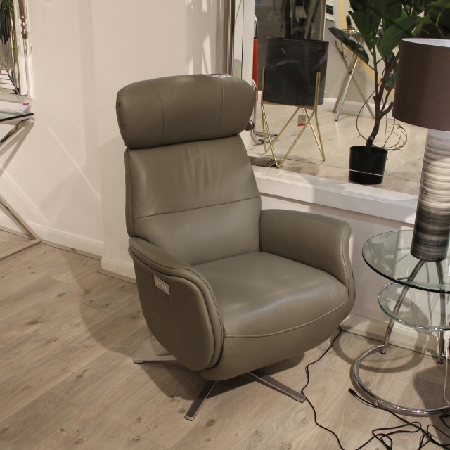 Power Swivel Recliner Chair In Leather- Item as Pictured - Copenhagen