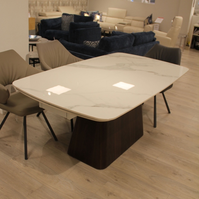 180cm Extending Dining Table With White Ceramic Top - Item as Pictured - Turin