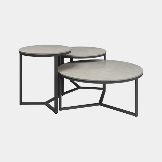 3 Piece Coffee Table Set In Gloss Grey - Pisa