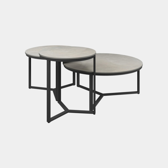 3 Piece Coffee Table Set In Gloss Grey - Pisa