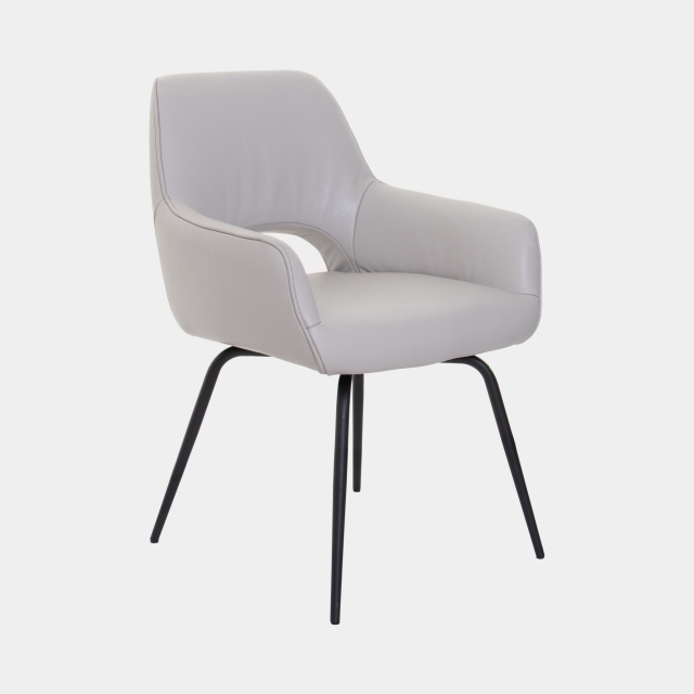 Swivel Dining Chair In Leather - Luna