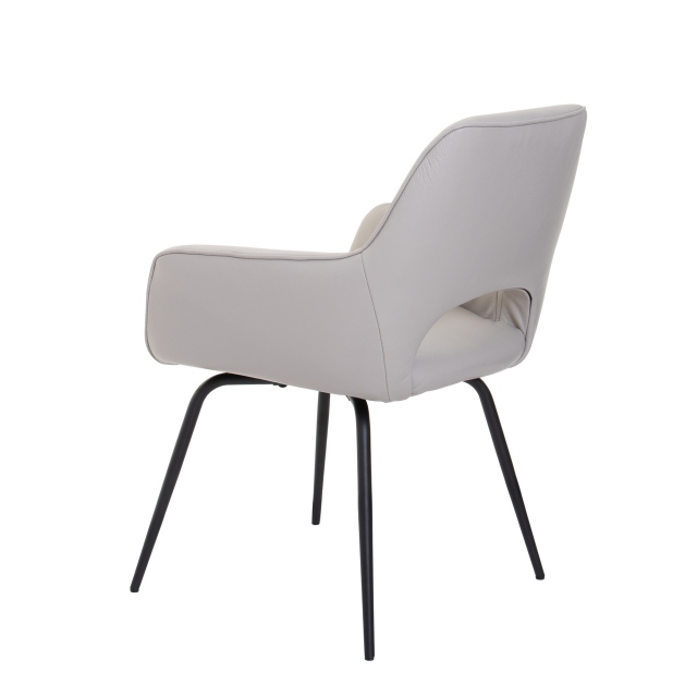 Swivel Dining Chair In Leather - Luna