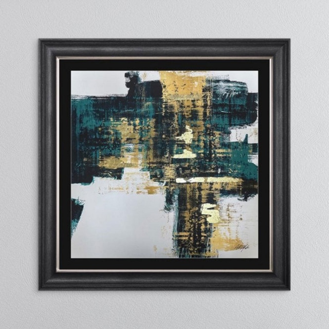 Framed Print - Lyon 1 Teal Abstrast