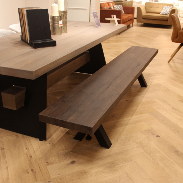 Dining Bench Straight Edge Kansas Leg 240 x 40cm - Item as Pictured - Colossus