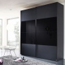 180cm Gliding Door Wardrobe Black Gloss/Matt - Malmo