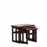 Small Nest Of 3 Tables Brick/White Tile Top In Stained Mahogany Finish - Porte