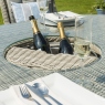 6 Seat Oval Garden Dining Set with Ice Bucket - Light Grey Rattan Plus Lazy Susan - Oyster Bay