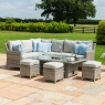 Corner Garden Dining Set with Rising Table Including Ice Bucket - Light Grey Rattan - Oyster Bay