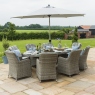8 Seat Oval Garden Dining Set with Ice Bucket - Light Grey Rattan Plus Lazy Susan - Oyster Bay