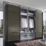 150cm Sliding-Door Wardrobe With 2 Glass Doors In Havana Finish - Hilton